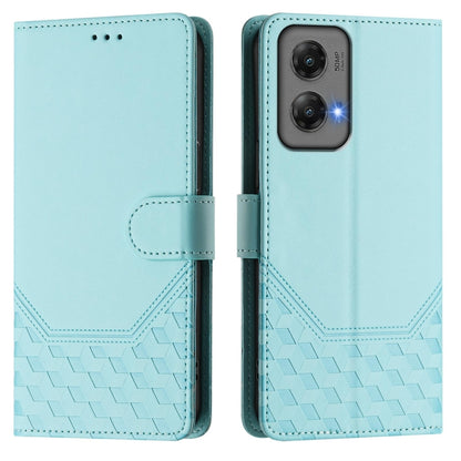 For Motorola Moto G Stylus 5G 2024 Honeycomb Embossing RFID Leather Phone Case(Mint Green) - Motorola Cases by PMC Jewellery | Online Shopping South Africa | PMC Jewellery | Buy Now Pay Later Mobicred