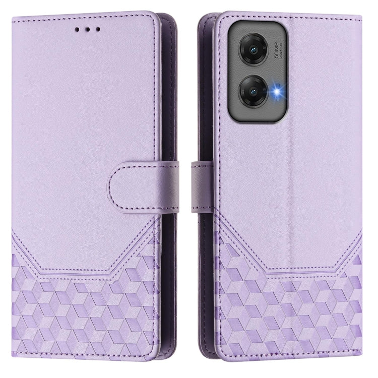 For Motorola Moto G Stylus 5G 2024 Honeycomb Embossing RFID Leather Phone Case(Light Purple) - Motorola Cases by PMC Jewellery | Online Shopping South Africa | PMC Jewellery | Buy Now Pay Later Mobicred