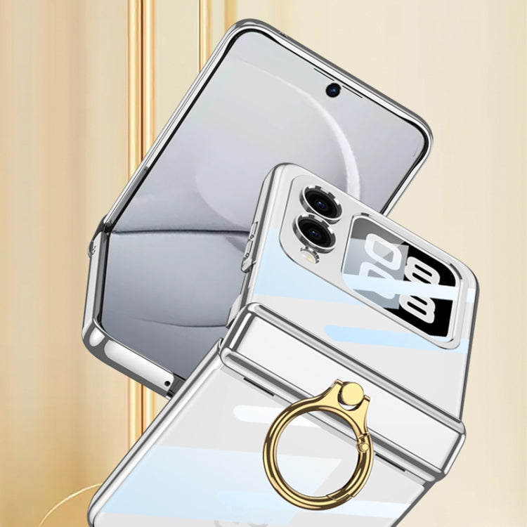 For Huawei nova Flip GKK Integrated  Magnetic Folding Phantom Rotary Phone Case with Ring Holder(Silver) - Huawei Cases by GKK | Online Shopping South Africa | PMC Jewellery | Buy Now Pay Later Mobicred