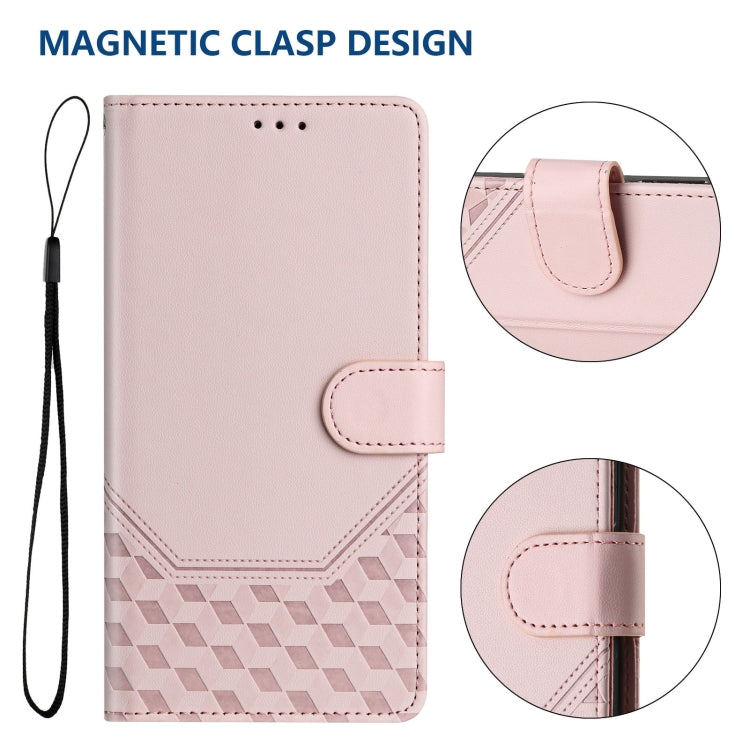 For Redmi K70 Ultra 5G Honeycomb Embossing RFID Leather Phone Case(Pink) - Xiaomi Cases by PMC Jewellery | Online Shopping South Africa | PMC Jewellery | Buy Now Pay Later Mobicred