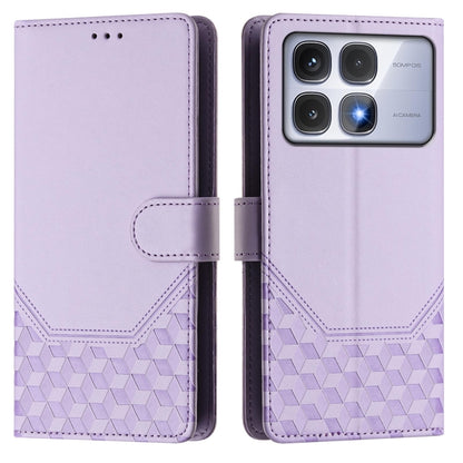 For Redmi K70 Ultra 5G Honeycomb Embossing RFID Leather Phone Case(Light Purple) - Xiaomi Cases by PMC Jewellery | Online Shopping South Africa | PMC Jewellery | Buy Now Pay Later Mobicred