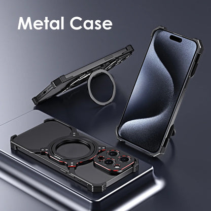 For iPhone 16 Pro Mechanical Arm Borderless MagSafe Holder Metal Phone Case(Silver) - iPhone 16 Pro Cases by PMC Jewellery | Online Shopping South Africa | PMC Jewellery | Buy Now Pay Later Mobicred