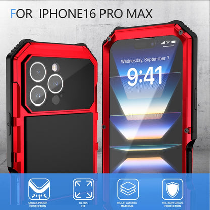 For iPhone 16 Pro Max R-JUST Life Waterproof Dustproof Shockproof Holder Phone Case(Red) - iPhone 16 Pro Max Cases by R-JUST | Online Shopping South Africa | PMC Jewellery | Buy Now Pay Later Mobicred