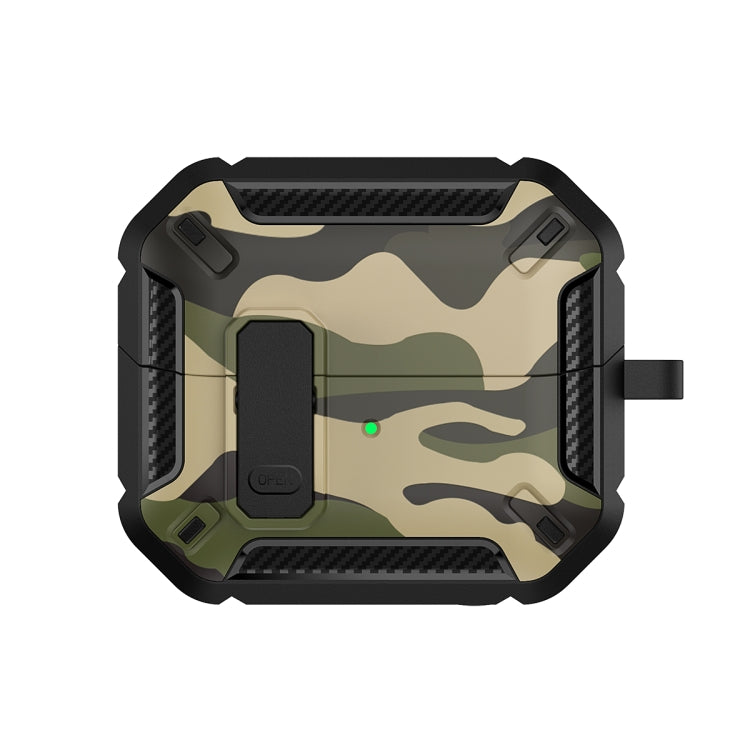 For Samsung Galaxy Buds3 / 3 Pro Camouflage Earphone Protective Case with Switch & Hook(Green) - Samsung Earphone Case by PMC Jewellery | Online Shopping South Africa | PMC Jewellery | Buy Now Pay Later Mobicred