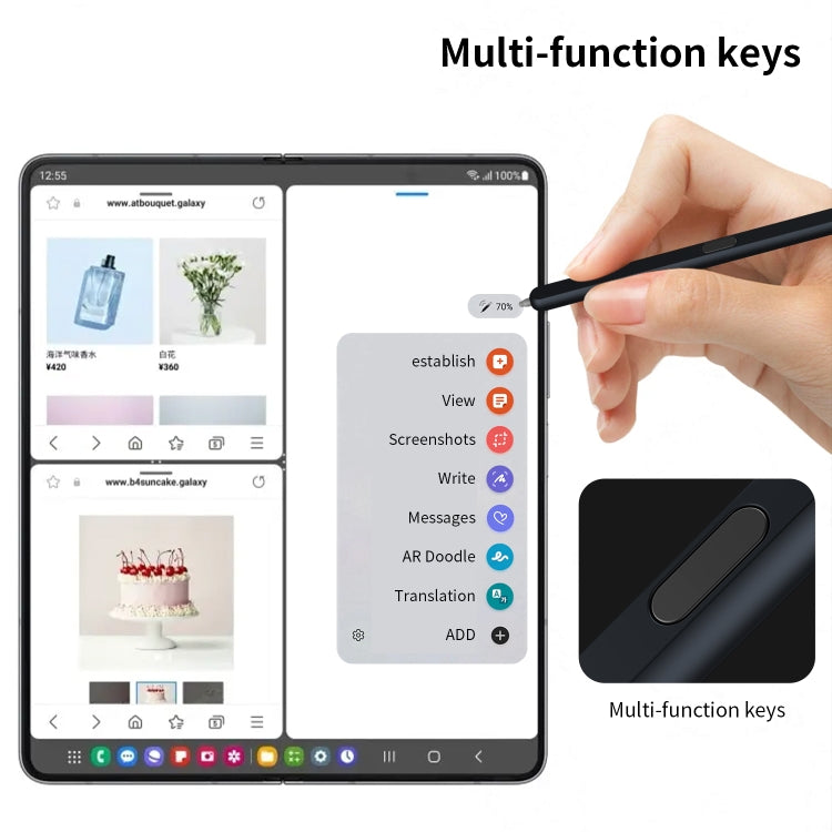 For Samsung Galaxy Z Fold6 / 5 / 4 / 3 Electromagnetic Stylus Pen with Pen Slot(Black) - free shipping - PMC TechLife - Order now!