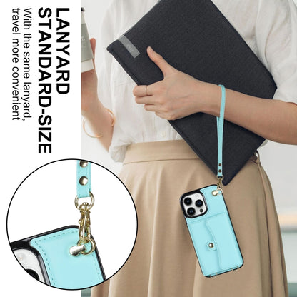 For iPhone 16 Pro Max RFID Card Slot Phone Case with Long Lanyard(Mint Green) - iPhone 16 Pro Max Cases by PMC Jewellery | Online Shopping South Africa | PMC Jewellery | Buy Now Pay Later Mobicred