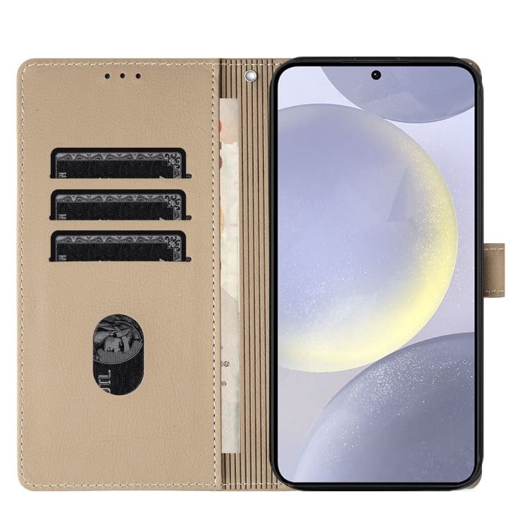 For Samsung Galaxy S25 5G Cartoon Elephant Embossed Leather Phone Case(Khaki) - Galaxy S25 5G Cases by PMC Jewellery | Online Shopping South Africa | PMC Jewellery | Buy Now Pay Later Mobicred