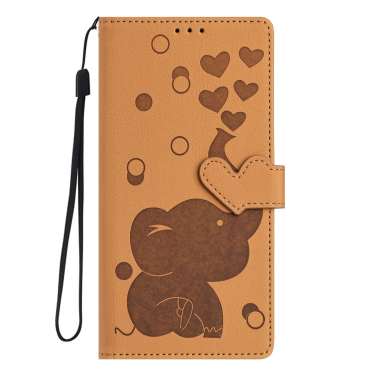 For Samsung Galaxy S25+ 5G Cartoon Elephant Embossed Leather Phone Case(Yellow) - Galaxy S25+ 5G Cases by PMC Jewellery | Online Shopping South Africa | PMC Jewellery | Buy Now Pay Later Mobicred