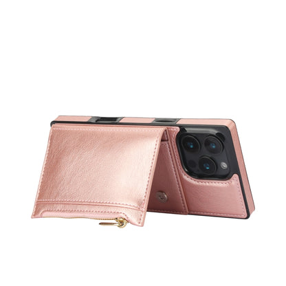 For iPhone 16 Pro Max Square Zipper Wallet Bag TPU+PU Back Cover Case(Rose Gold) - iPhone 16 Pro Max Cases by PMC Jewellery | Online Shopping South Africa | PMC Jewellery | Buy Now Pay Later Mobicred