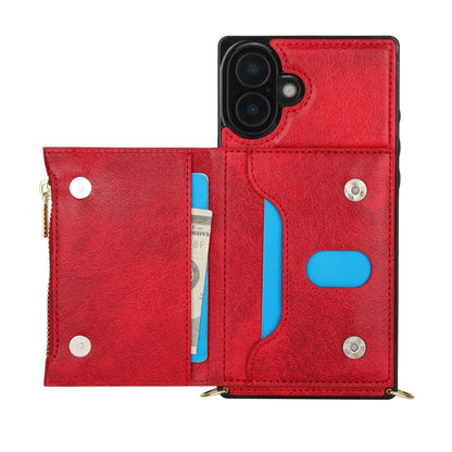 For iPhone 16 Plus Square Zipper Wallet Bag TPU+PU Back Cover Case(Red) - iPhone 16 Plus Cases by PMC Jewellery | Online Shopping South Africa | PMC Jewellery | Buy Now Pay Later Mobicred