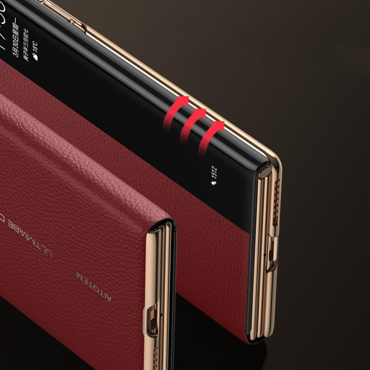 For Huawei Mate XT Ultimate Design View Window Genuine Leather Electroplating Phone Case(Black) - Huawei Cases by PMC TechLife | Online Shopping South Africa | PMC TechLife | Buy Now Pay Later Mobicred