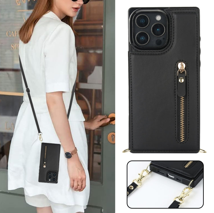 For iPhone 16 Pro Cross-body Zipper Square Phone Case(Black) - iPhone 16 Pro Cases by PMC Jewellery | Online Shopping South Africa | PMC Jewellery | Buy Now Pay Later Mobicred