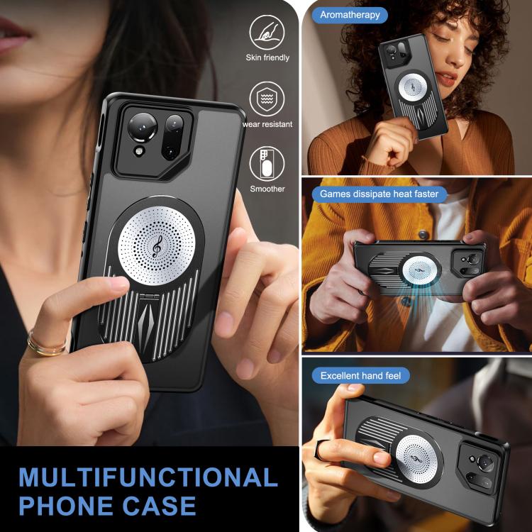 For Asus ROG Phone 9 / 9 Pro Heat Dissipation Aromatherapy Magnetic Holder Phone Case(Black) - ASUS Cases by PMC TechLife | Online Shopping South Africa | PMC TechLife | Buy Now Pay Later Mobicred