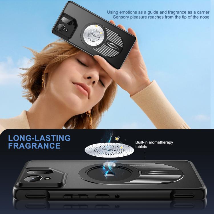 For Asus ROG Phone 9 / 9 Pro Heat Dissipation Aromatherapy Magnetic Holder Phone Case(Black) - ASUS Cases by PMC TechLife | Online Shopping South Africa | PMC TechLife | Buy Now Pay Later Mobicred