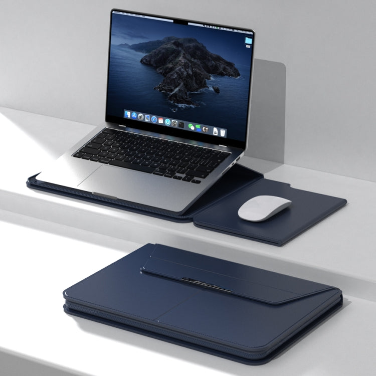 Multifunctional Laptop PU Magnetic Stand Split Liner Bag with Mouse Pad Function, Size:13-14 inch(Dark Blue) - 13.3 inch by PMC Jewellery | Online Shopping South Africa | PMC Jewellery | Buy Now Pay Later Mobicred