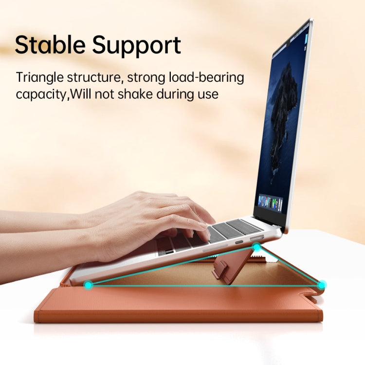 Multifunctional Laptop PU Magnetic Stand Split Liner Bag with Mouse Pad Function, Size:15 inch(Brown) - 15 inch by PMC Jewellery | Online Shopping South Africa | PMC Jewellery | Buy Now Pay Later Mobicred