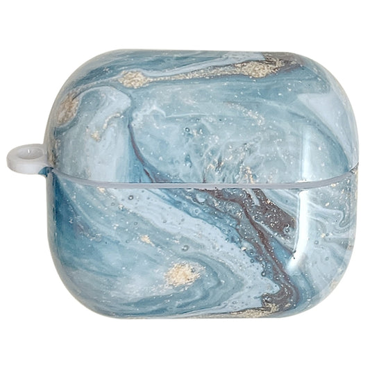 For Samsung Galaxy Buds3 / Buds3 Pro Marble Texture Glossy PC Earphone Protective Case(Aqua Blue) - Samsung Earphone Case by PMC Jewellery | Online Shopping South Africa | PMC Jewellery | Buy Now Pay Later Mobicred