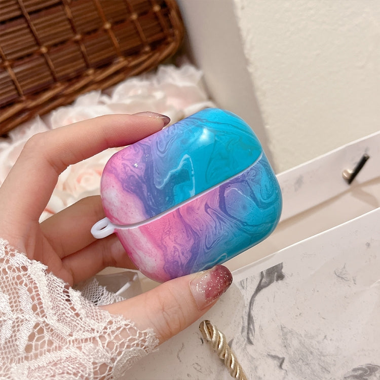 For Samsung Galaxy Buds3 / Buds3 Pro Marble Texture Glossy PC Earphone Protective Case(Pink Blue) - Samsung Earphone Case by PMC Jewellery | Online Shopping South Africa | PMC Jewellery | Buy Now Pay Later Mobicred