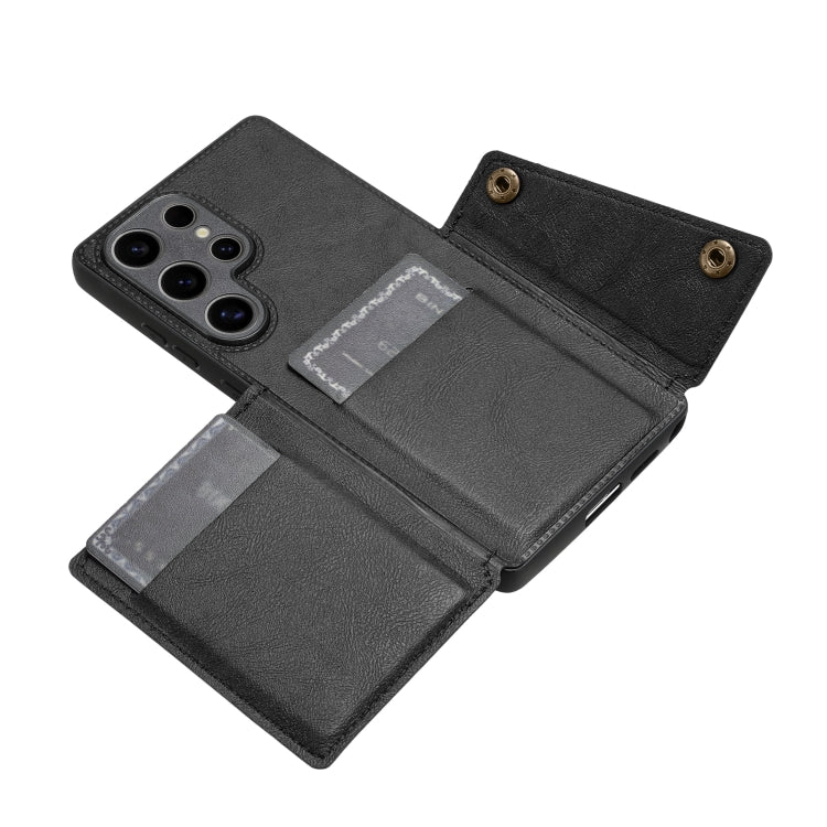 For Samsung Galaxy S25 Ultra 5G Double Buckle Card Slots Magnetic Phone Case(Black) - Galaxy S25 Ultra 5G Cases by PMC Jewellery | Online Shopping South Africa | PMC Jewellery | Buy Now Pay Later Mobicred