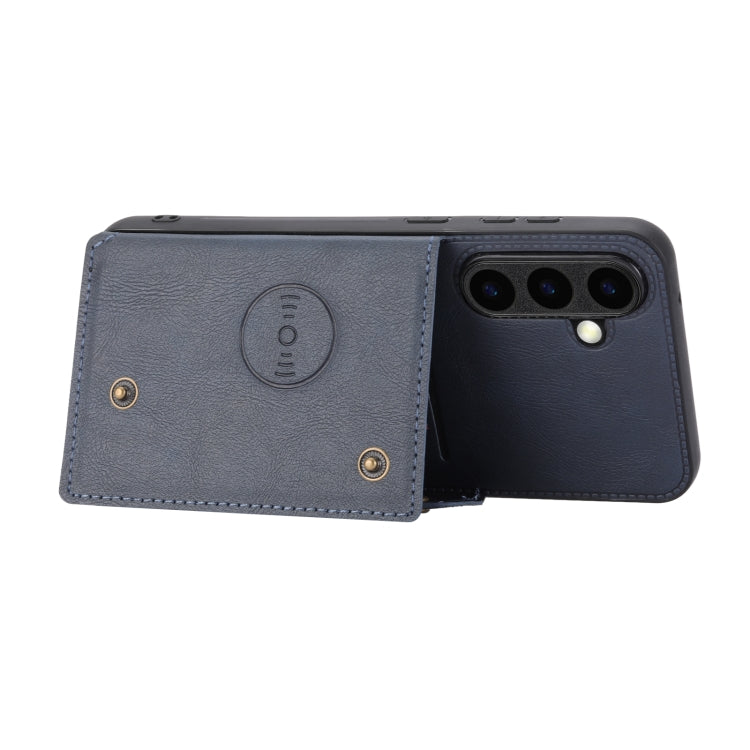 For Samsung Galaxy S25 5G Double Buckle Card Slots Magnetic Phone Case(Blue) - Galaxy S25 5G Cases by PMC Jewellery | Online Shopping South Africa | PMC Jewellery | Buy Now Pay Later Mobicred