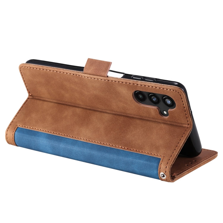 For Samsung Galaxy S25 5G Retro Splicing Horizontal Flip Leather Phone Case(Blue) - Galaxy S25 5G Cases by PMC TechLife | Online Shopping South Africa | PMC TechLife | Buy Now Pay Later Mobicred