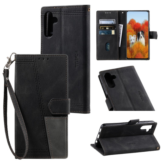 For Samsung Galaxy S25+ 5G TTUDRCH Embossed Line Splicing Leather Phone Case(Black) - Galaxy S25+ 5G Cases by PMC Jewellery | Online Shopping South Africa | PMC Jewellery | Buy Now Pay Later Mobicred