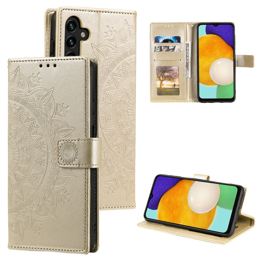 For Samsung Galaxy S25 5G Totem Flower Embossed Leather Phone Case(Gold) - Galaxy S25 5G Cases by PMC Jewellery | Online Shopping South Africa | PMC Jewellery | Buy Now Pay Later Mobicred