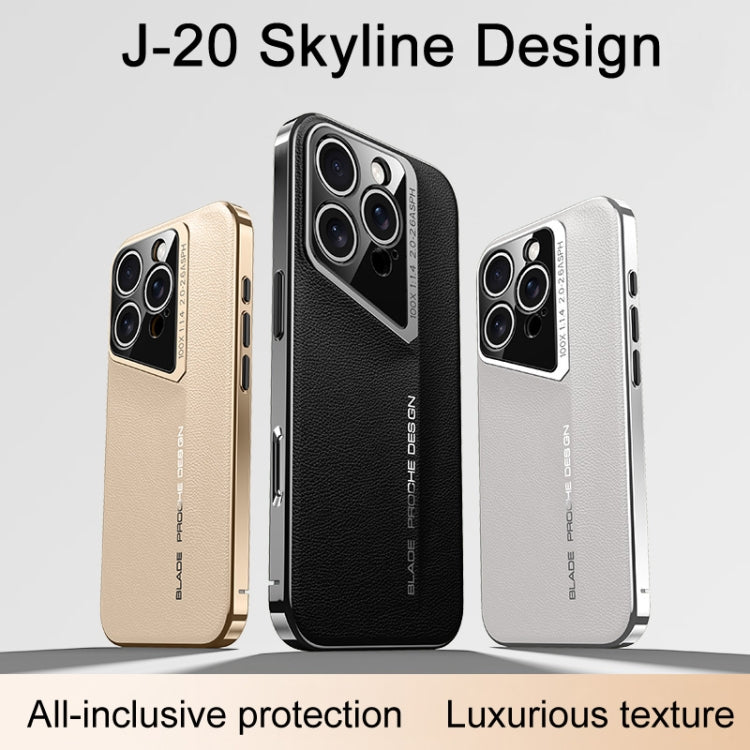 For iPhone 16 Pro Max J-20 Leather Skyline Design Full Coverage Phone Case(Black) - iPhone 16 Pro Max Cases by PMC Jewellery | Online Shopping South Africa | PMC Jewellery | Buy Now Pay Later Mobicred