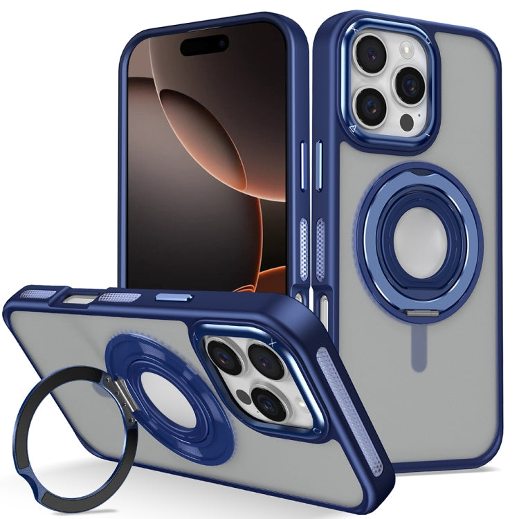 For iPhone 16 Pro Max Skin Feel Matte 360 Degree Rotating Silicone Ring Holder Phone Case(Royal Blue) - iPhone 16 Pro Max Cases by PMC Jewellery | Online Shopping South Africa | PMC Jewellery | Buy Now Pay Later Mobicred