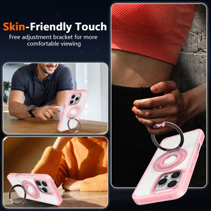 For iPhone 16 Pro Max Skin Feel Matte 360 Degree Rotating Silicone Ring Holder Phone Case(Pink) - iPhone 16 Pro Max Cases by PMC Jewellery | Online Shopping South Africa | PMC Jewellery | Buy Now Pay Later Mobicred