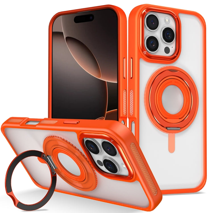 For iPhone 16 Pro Max Skin Feel Transparent 360 Degree Rotating Silicone Ring Holder Phone Case(Orange) - iPhone 16 Pro Max Cases by PMC Jewellery | Online Shopping South Africa | PMC Jewellery | Buy Now Pay Later Mobicred