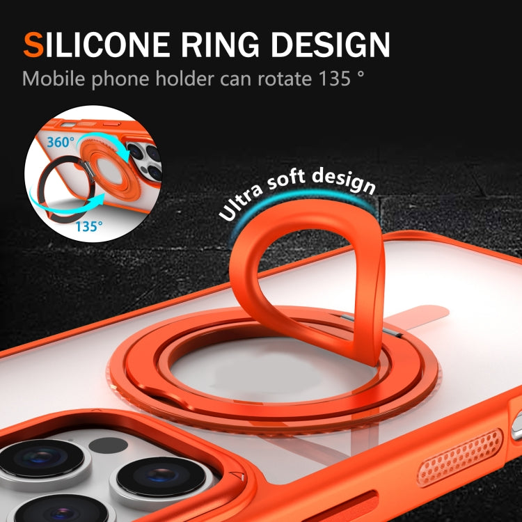 For iPhone 16 Pro Skin Feel Transparent 360 Degree Rotating Silicone Ring Holder Phone Case(Orange) - iPhone 16 Pro Cases by PMC Jewellery | Online Shopping South Africa | PMC Jewellery | Buy Now Pay Later Mobicred