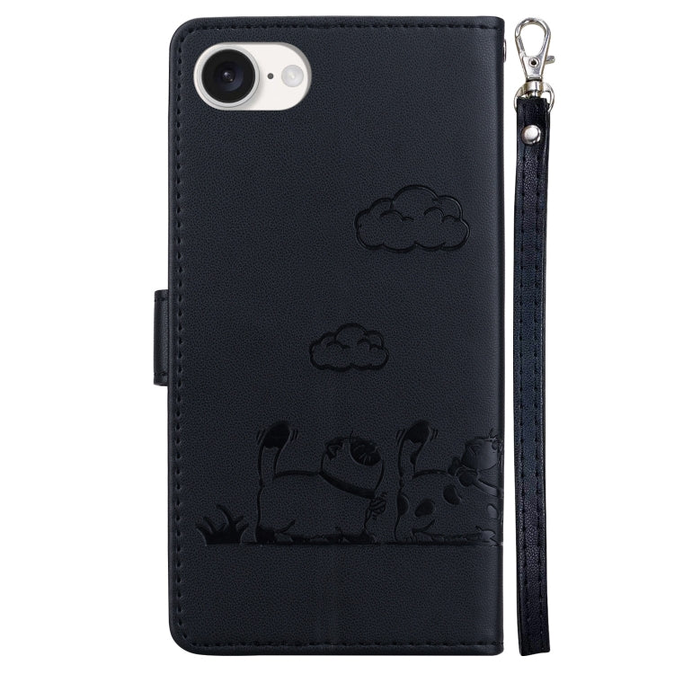 For iPhone 16e Cute Cats RFID Leather Phone Case(Black) - iPhone 16e Cases by PMC TechLife | Online Shopping South Africa | PMC TechLife | Buy Now Pay Later Mobicred