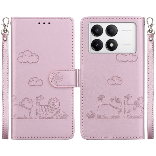 For Redmi K70 / K70 Pro Cute Cats RFID Leather Phone Case(Rose Gold) - K70 Cases by PMC Jewellery | Online Shopping South Africa | PMC Jewellery | Buy Now Pay Later Mobicred