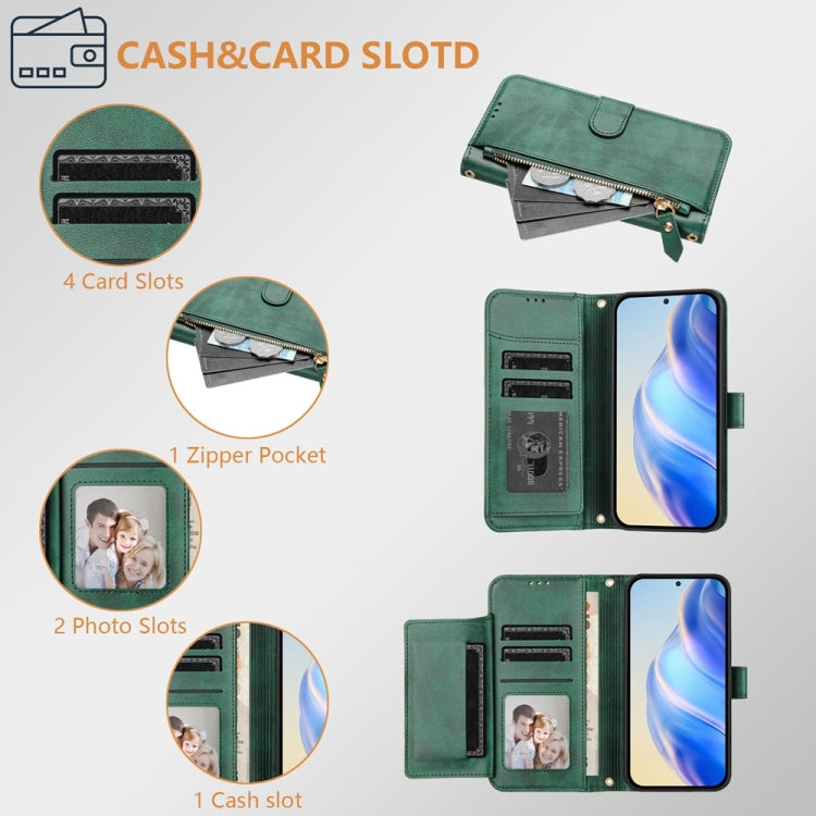 For Samsung Galaxy S25 Ultra 5G Multi-Card Slots Zipper Wallet Leather Phone Case(Green) - Galaxy S25 Ultra 5G Cases by PMC Jewellery | Online Shopping South Africa | PMC Jewellery | Buy Now Pay Later Mobicred