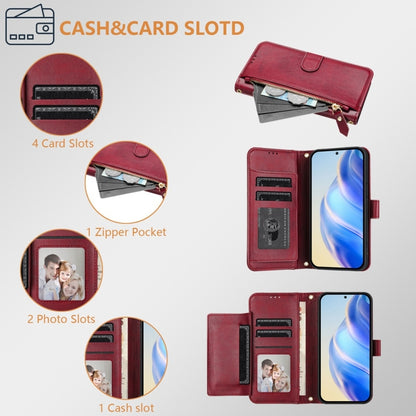 For Samsung Galaxy S25 Ultra 5G Multi-Card Slots Zipper Wallet Leather Phone Case(Dark Red) - Galaxy S25 Ultra 5G Cases by PMC Jewellery | Online Shopping South Africa | PMC Jewellery | Buy Now Pay Later Mobicred