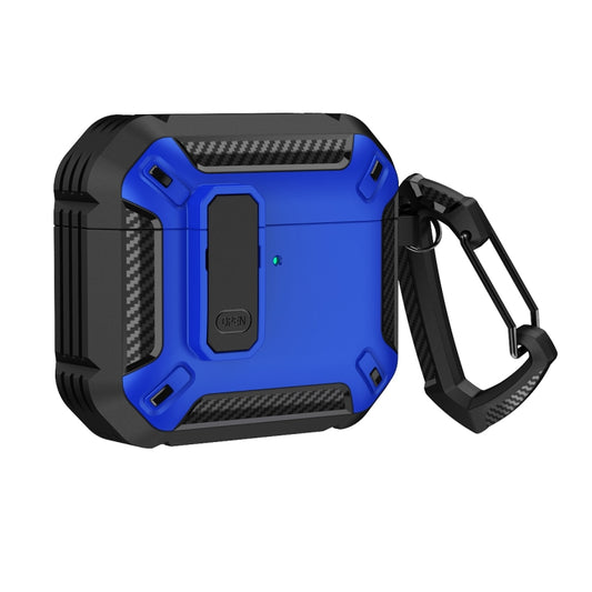 For AirPods 4 Shield Shockproof Earphone Protective Case with Hook(Black Blue) - For AirPods 4 by PMC Jewellery | Online Shopping South Africa | PMC Jewellery | Buy Now Pay Later Mobicred