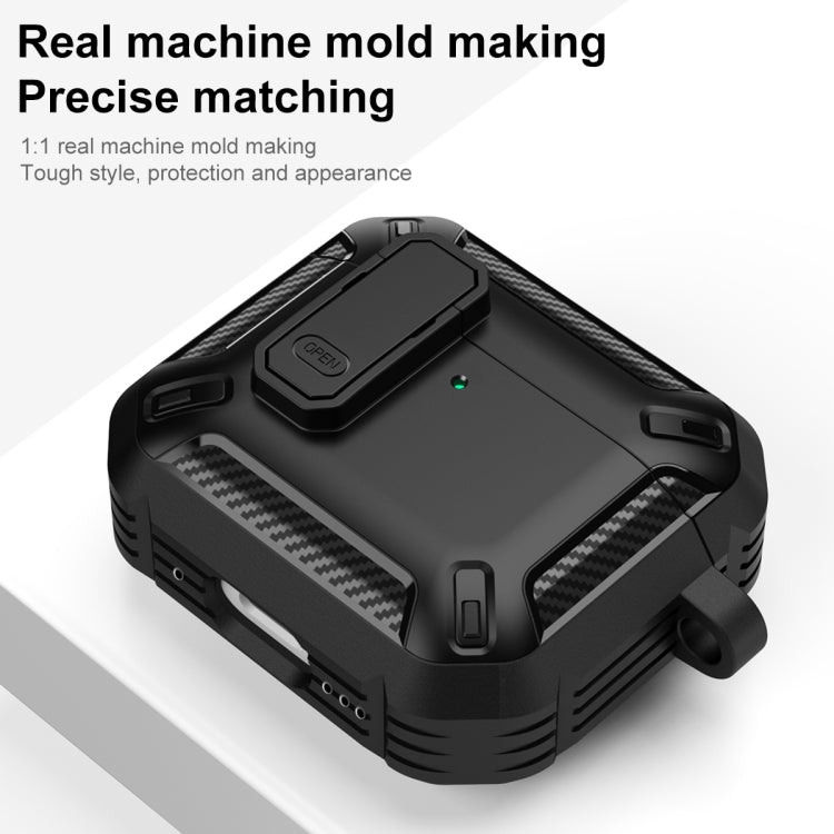 For AirPods 4 Shield Shockproof Earphone Protective Case with Hook(Black) - For AirPods 4 by PMC Jewellery | Online Shopping South Africa | PMC Jewellery | Buy Now Pay Later Mobicred