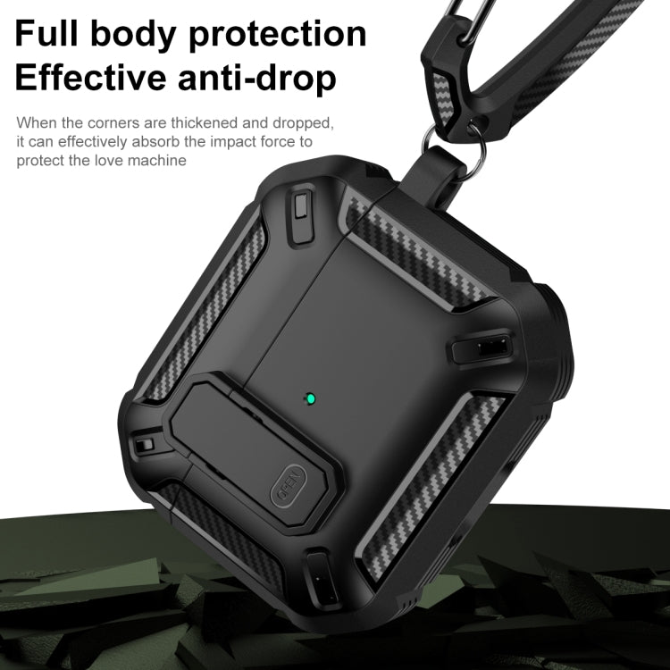 For AirPods 4 Shield Shockproof Earphone Protective Case with Hook(Black) - For AirPods 4 by PMC Jewellery | Online Shopping South Africa | PMC Jewellery | Buy Now Pay Later Mobicred