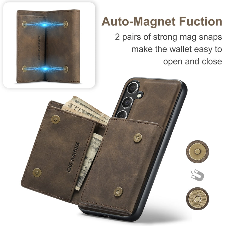 For Samsung Galaxy S24 FE 5G DG.MING M1 Series 3-Fold Multi Card Wallet + Magnetic Phone Case(Coffee) - Galaxy S24 FE 5G Cases by DG.MING | Online Shopping South Africa | PMC Jewellery | Buy Now Pay Later Mobicred