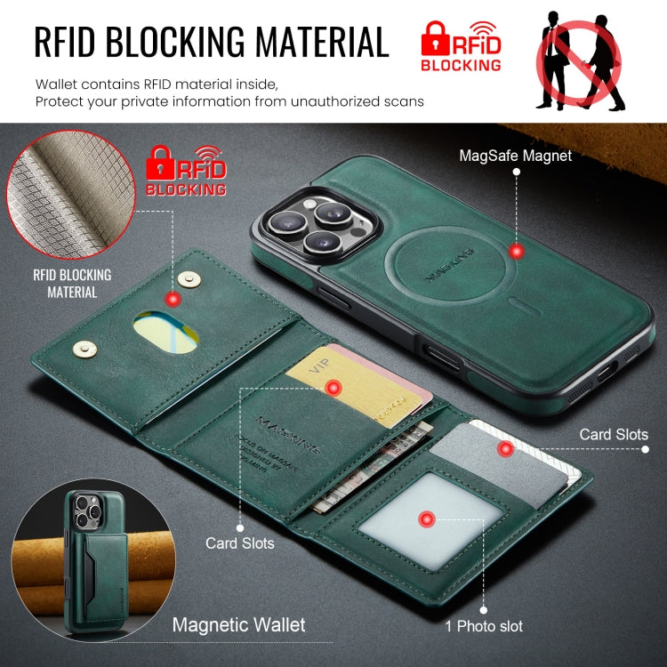 For iPhone 16 Pro Max DG.MING MAGKING-K2 Series MagSafe RFID Card Bag Detachable Phone Case(Green) - iPhone 16 Pro Max Cases by DG.MING | Online Shopping South Africa | PMC Jewellery | Buy Now Pay Later Mobicred