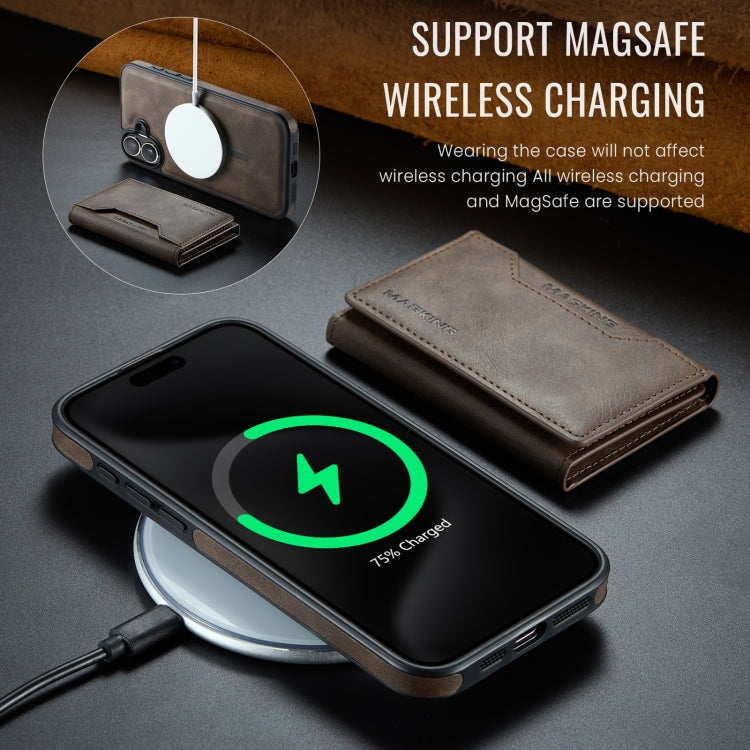 For iPhone 16 Plus DG.MING MAGKING-K2 Series MagSafe RFID Card Bag Detachable Phone Case(Coffee) - iPhone 16 Plus Cases by DG.MING | Online Shopping South Africa | PMC Jewellery | Buy Now Pay Later Mobicred