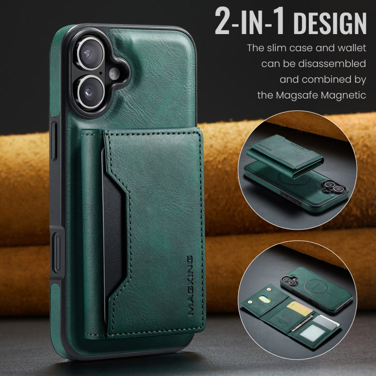 For iPhone 16 DG.MING MAGKING-K2 Series MagSafe RFID Card Bag Detachable Phone Case(Green) - iPhone 16 Cases by DG.MING | Online Shopping South Africa | PMC Jewellery | Buy Now Pay Later Mobicred