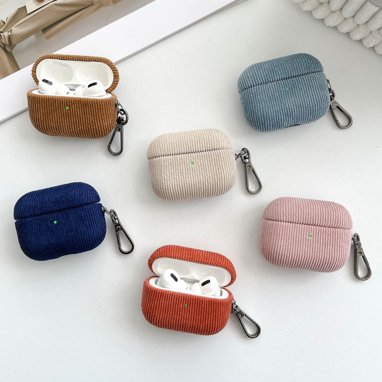 For AirPods Pro 2 Corduroy Cloth Pattern Earphone Protective Case(Beige) - For AirPods Pro 2 by PMC Jewellery | Online Shopping South Africa | PMC Jewellery | Buy Now Pay Later Mobicred