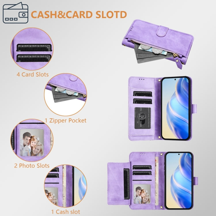 For Motorola Edge 5G 2024 Multi-Card Slots Zipper Wallet Leather Phone Case(Purple) - Motorola Cases by PMC Jewellery | Online Shopping South Africa | PMC Jewellery | Buy Now Pay Later Mobicred