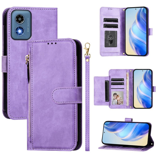 For Motorola Moto G Play 5G 2024 Multi-Card Slots Zipper Wallet Leather Phone Case(Purple) - Motorola Cases by PMC Jewellery | Online Shopping South Africa | PMC Jewellery | Buy Now Pay Later Mobicred