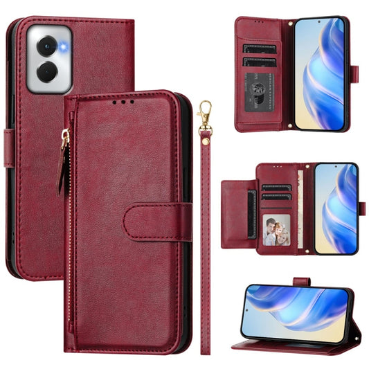 For Motorola Moto G Power 5G 2024 Multi-Card Slots Zipper Wallet Leather Phone Case(Dark Red) - Motorola Cases by PMC Jewellery | Online Shopping South Africa | PMC Jewellery | Buy Now Pay Later Mobicred