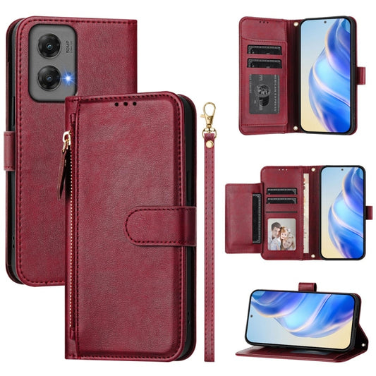 For Motorola Moto G Stylus 5G 2024 Multi-Card Slots Zipper Wallet Leather Phone Case(Dark Red) - Motorola Cases by PMC Jewellery | Online Shopping South Africa | PMC Jewellery | Buy Now Pay Later Mobicred