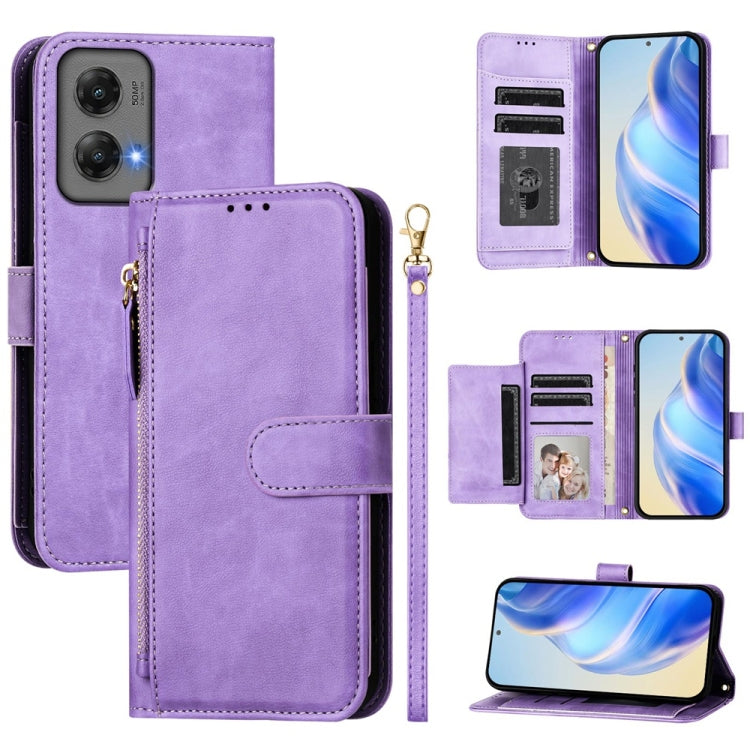 For Motorola Moto G Stylus 5G 2024 Multi-Card Slots Zipper Wallet Leather Phone Case(Purple) - Motorola Cases by PMC Jewellery | Online Shopping South Africa | PMC Jewellery | Buy Now Pay Later Mobicred