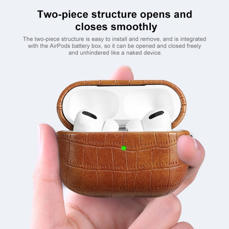 For AirPods 3 Crocodile Texture Earphone Protective Case(Light Brown) - For AirPods 3 by PMC Jewellery | Online Shopping South Africa | PMC Jewellery | Buy Now Pay Later Mobicred
